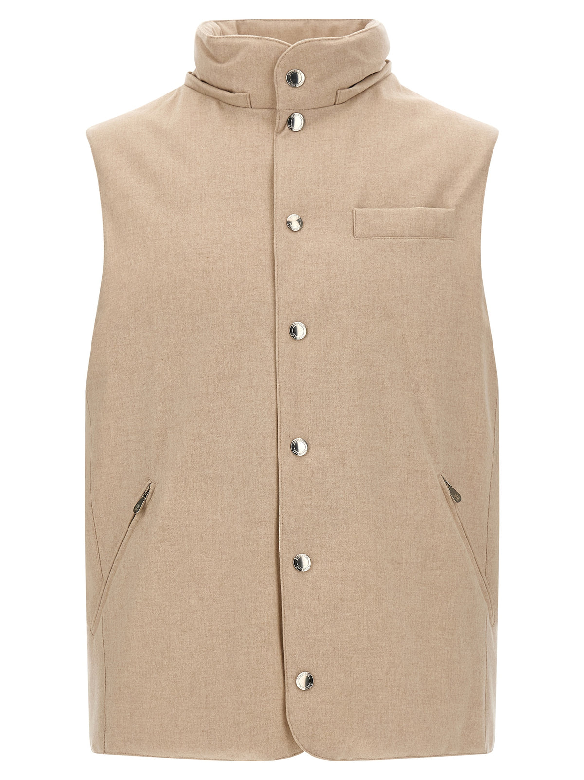 Beige Wool Sleeveless Jacket