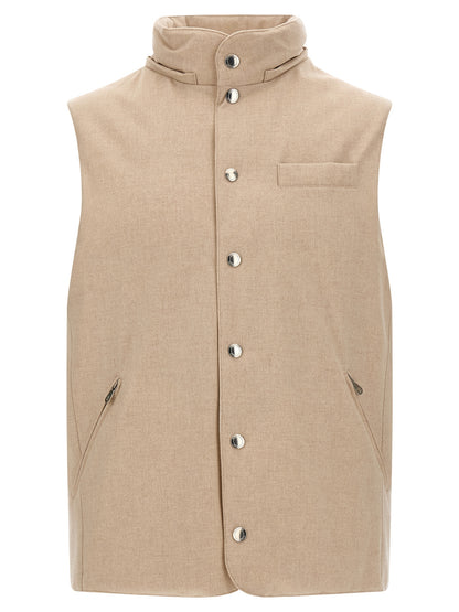 Beige Wool Sleeveless Jacket