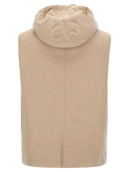Beige Wool Sleeveless Jacket