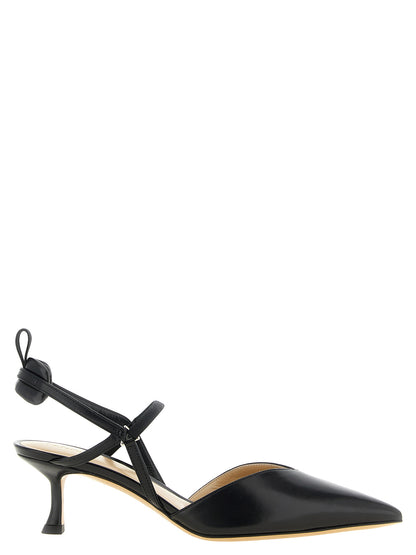 Black Calfskin Mid Heel Pumps