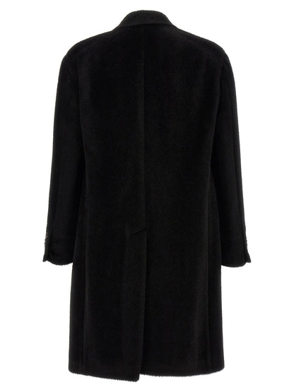 Black Alpaca Leather Coat