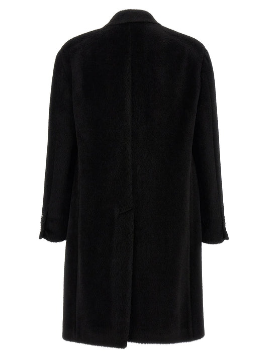 Black Alpaca Leather Coat