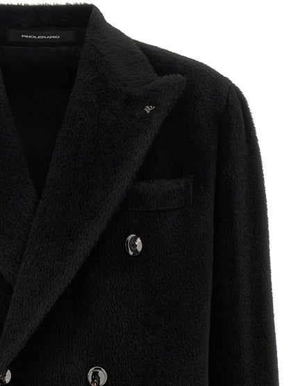 Black Alpaca Leather Coat