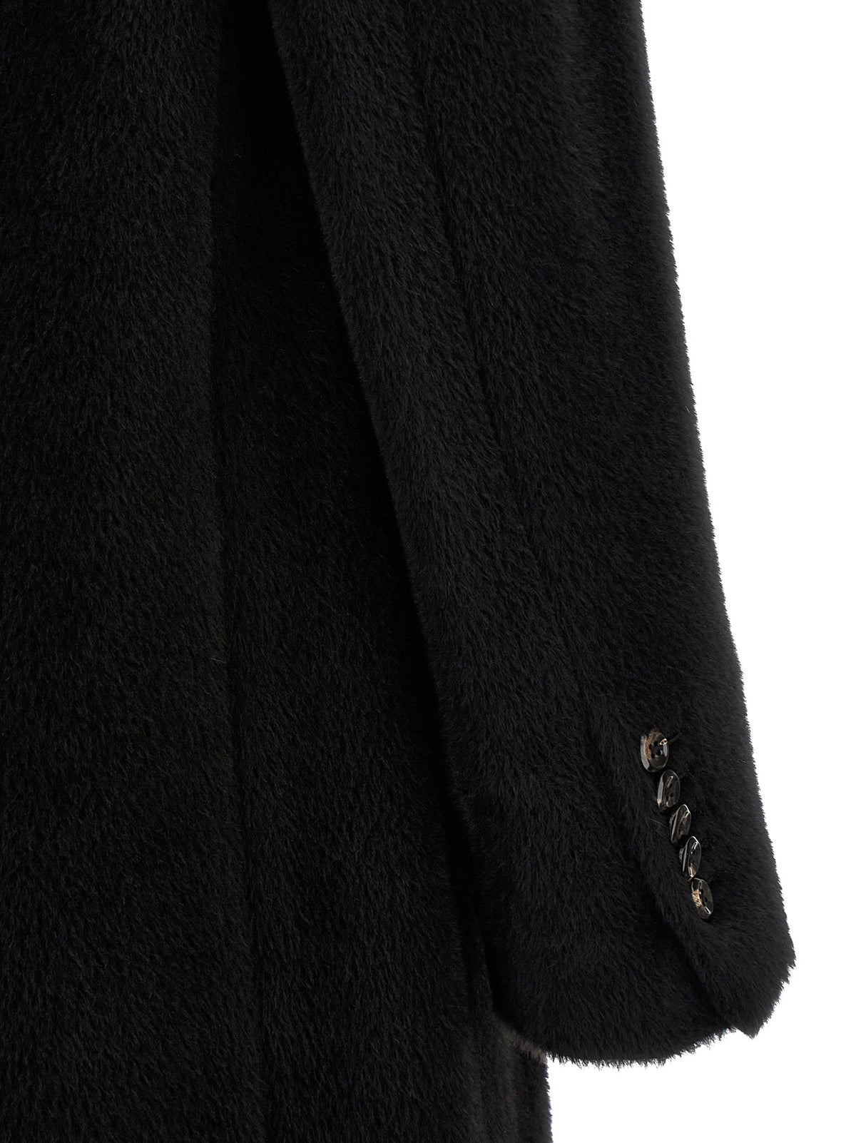 Black Alpaca Leather Coat