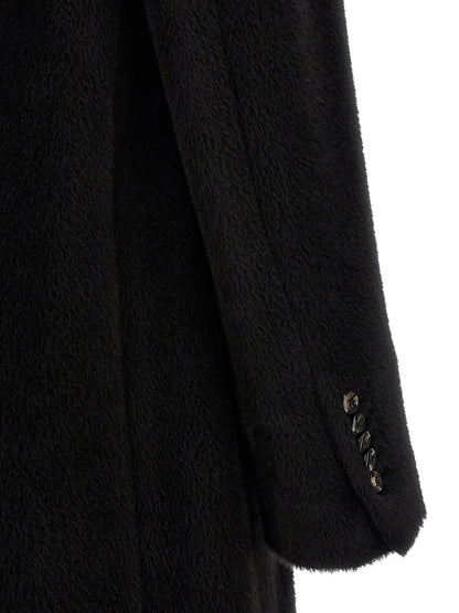 Black Alpaca Leather Coat