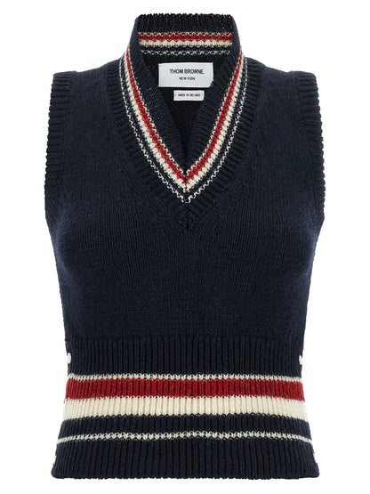 Blue Wool Sleeveless Jacket