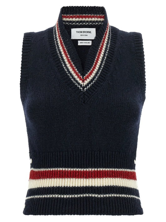 Blue Wool Sleeveless Jacket