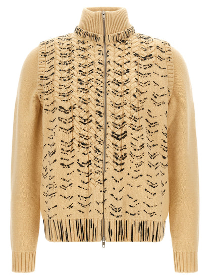 Beige Virgin Wool Cardigan