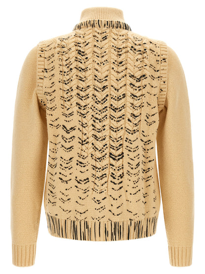 Beige Virgin Wool Cardigan