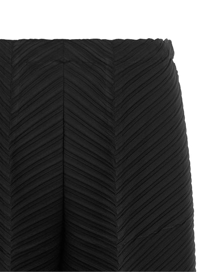 Black Polyester Casual Pants