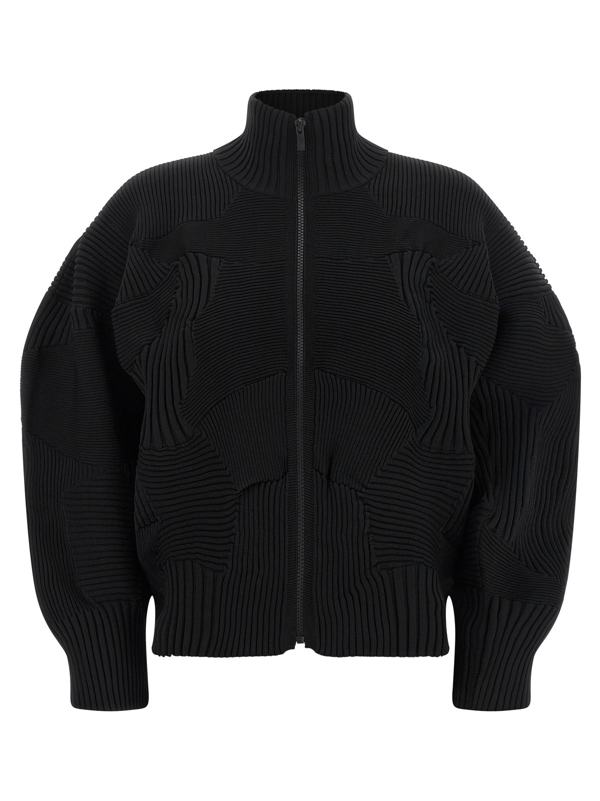 Black Polyester Full-Length Jacket
