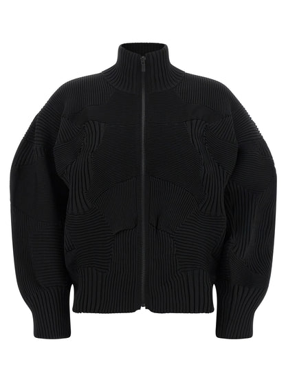 Black Polyester Full-Length Jacket