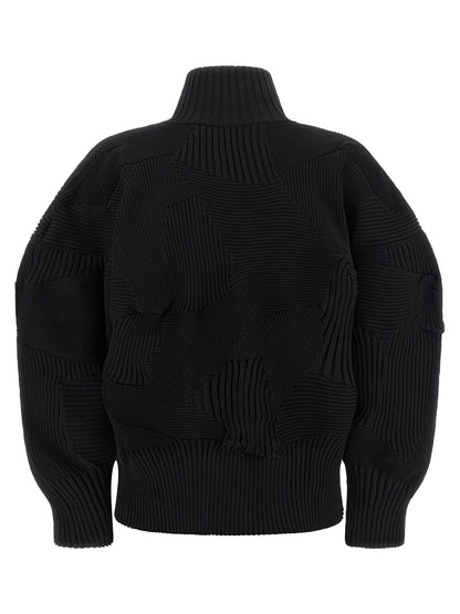 Black Polyester Full-Length Jacket