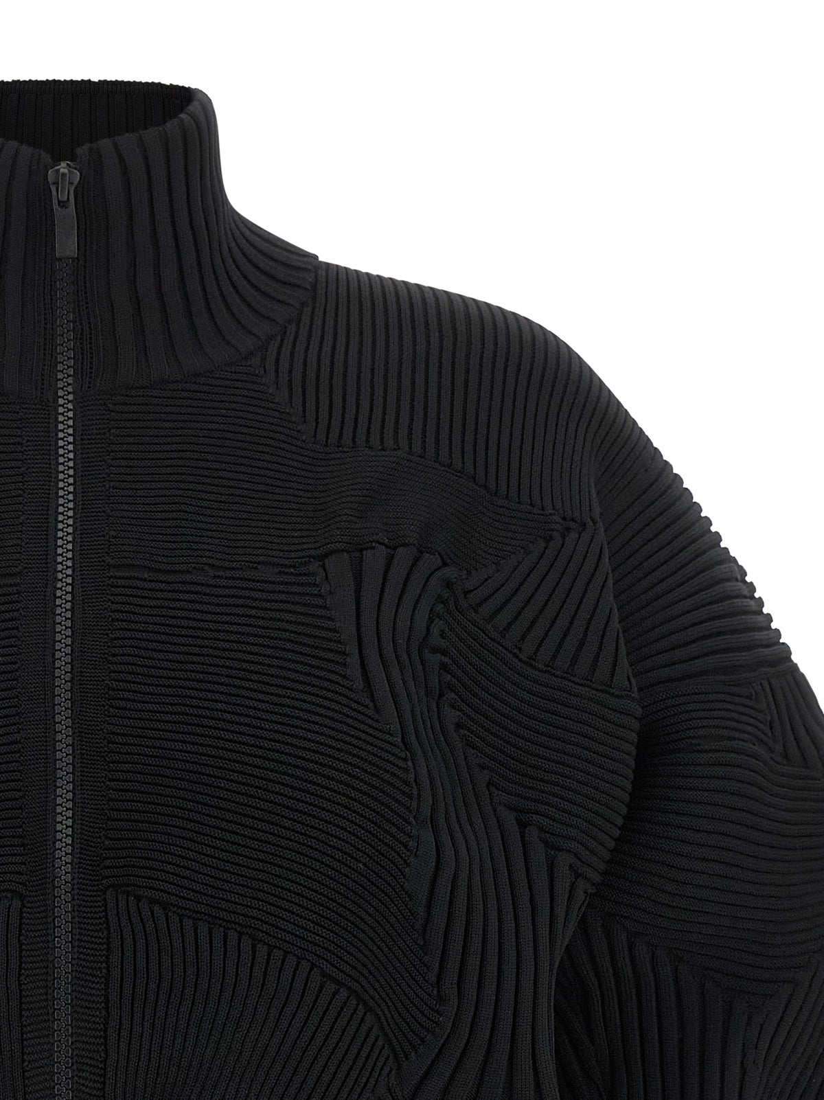 Black Polyester Full-Length Jacket
