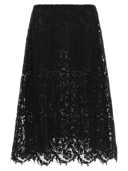 Black Cotton Midi Skirt