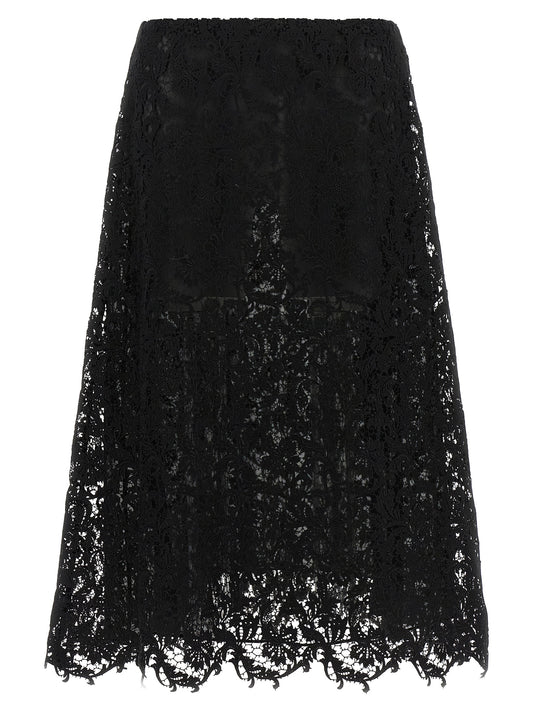 Black Cotton Midi Skirt