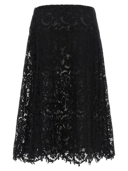 Black Cotton Midi Skirt