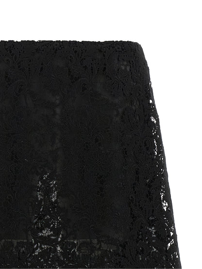 Black Cotton Midi Skirt