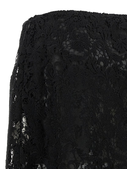 Black Cotton Midi Skirt