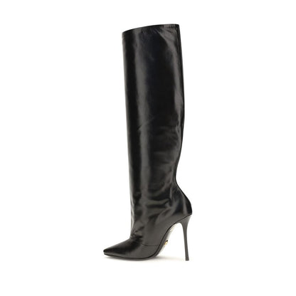 Black Calf Leather Bos Taurus High Heel Boots