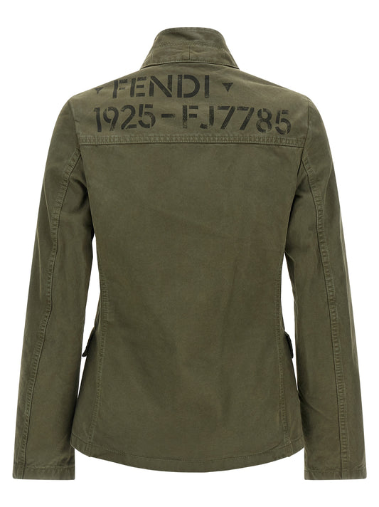 Bicolor Cotton Full-Length Jacket