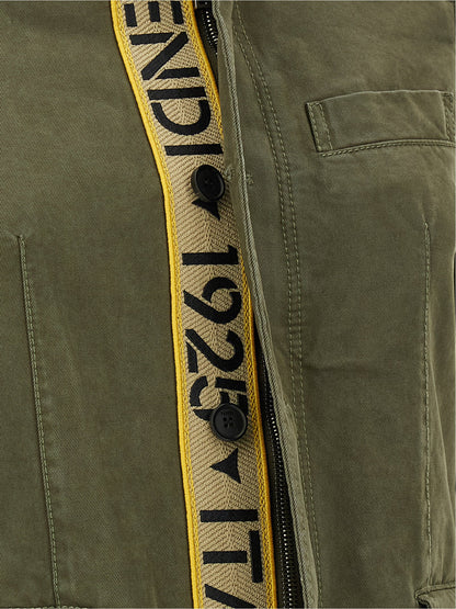 Bicolor Cotton Full-Length Jacket