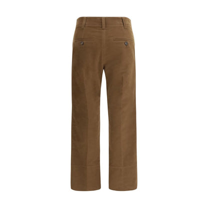 Brown Cotton Casual Pants