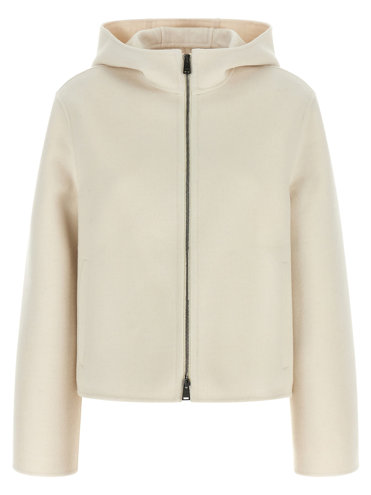White Virgin Wool Full-Length Jacket