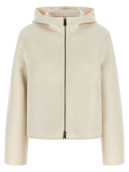 White Virgin Wool Full-Length Jacket