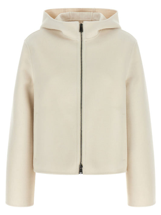 White Virgin Wool Full-Length Jacket