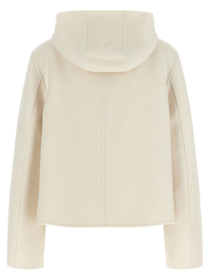 White Virgin Wool Full-Length Jacket