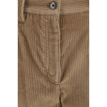 Brown Cotton Casual Pants