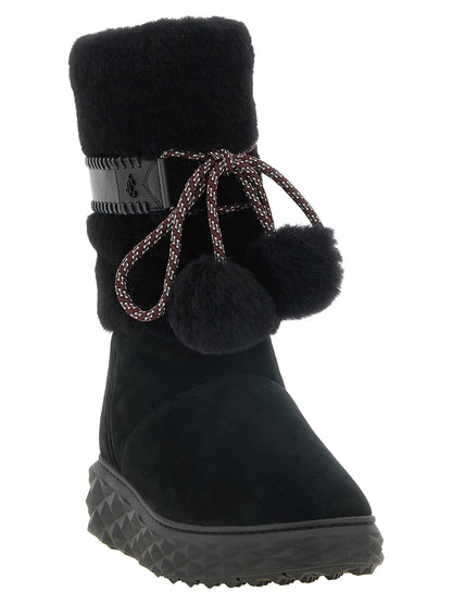 Black Lamb Leather Flat Boots