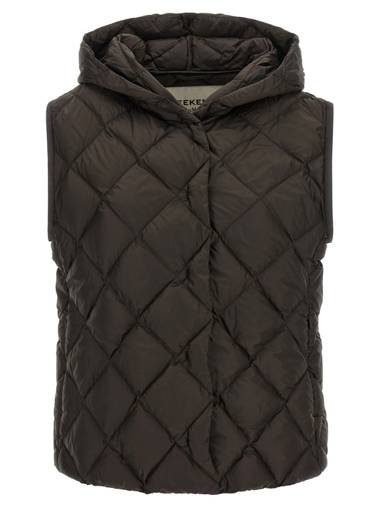 Brown Polyester Sleeveless Jacket