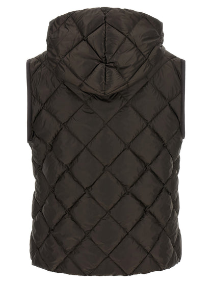 Brown Polyester Sleeveless Jacket
