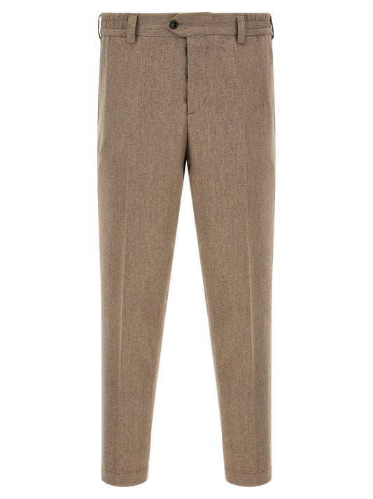 Beige Virgin Wool Casual Pants