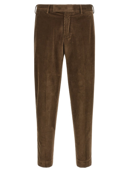 Brown Cotton Casual Pants