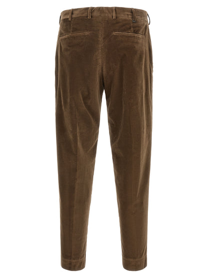 Brown Cotton Casual Pants