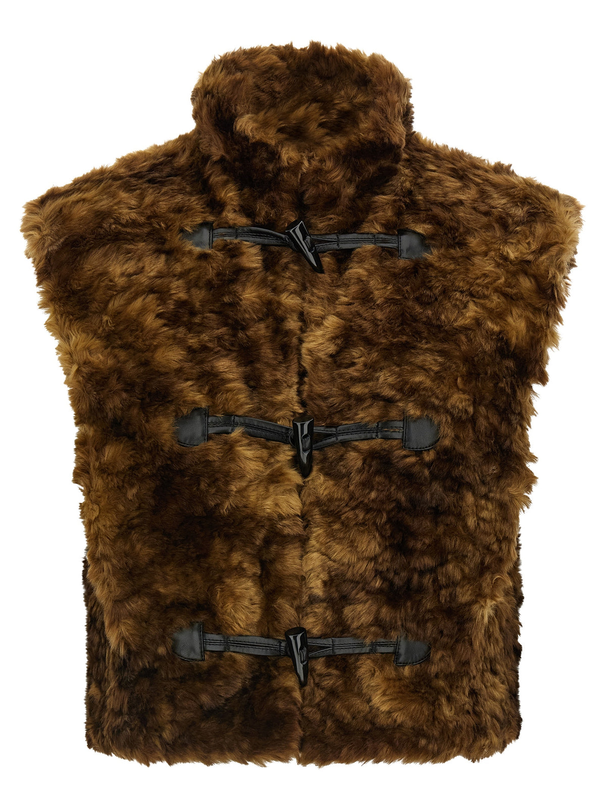Brown Marabou Sleeveless Jacket
