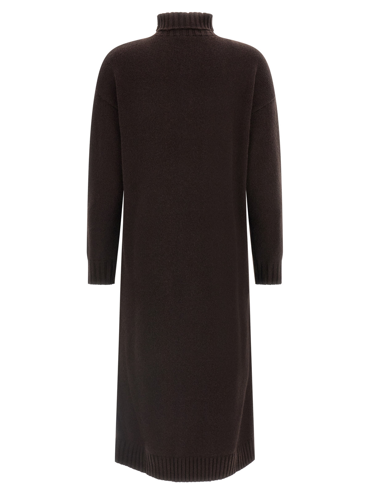 Brown Wool Midi Dress