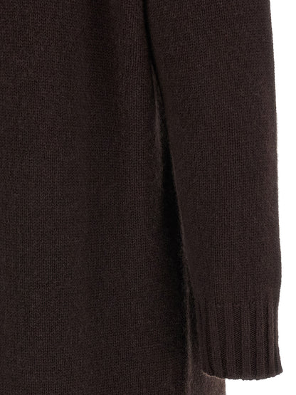 Brown Wool Midi Dress