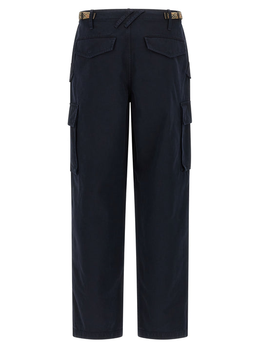 Blue Cotton Cargo Pants