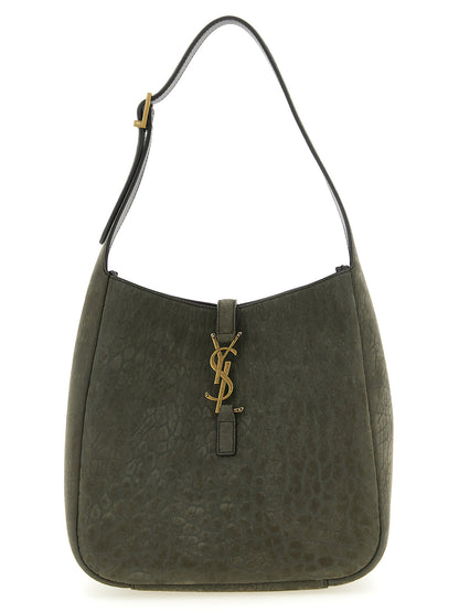Gray Lamb Leather Shoulder Bag