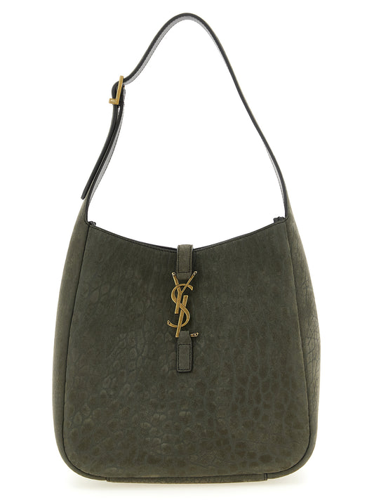 Gray Lamb Leather Shoulder Bag