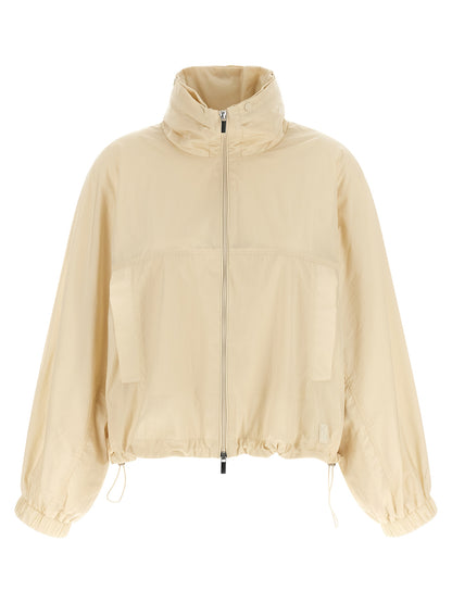 Beige Polyamide Full-Length Jacket
