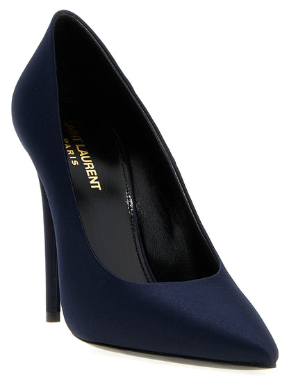 Blue Polyester High Heel Pumps