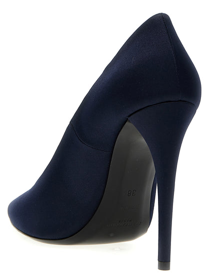 Blue Polyester High Heel Pumps