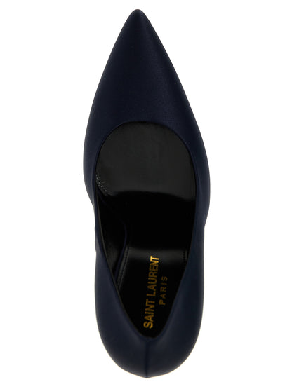 Blue Polyester High Heel Pumps