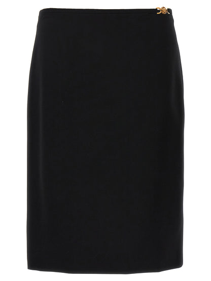 Black Virgin Wool Midi Skirt