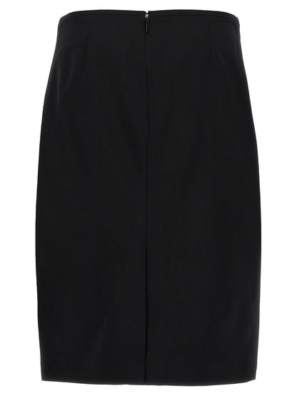 Black Virgin Wool Midi Skirt